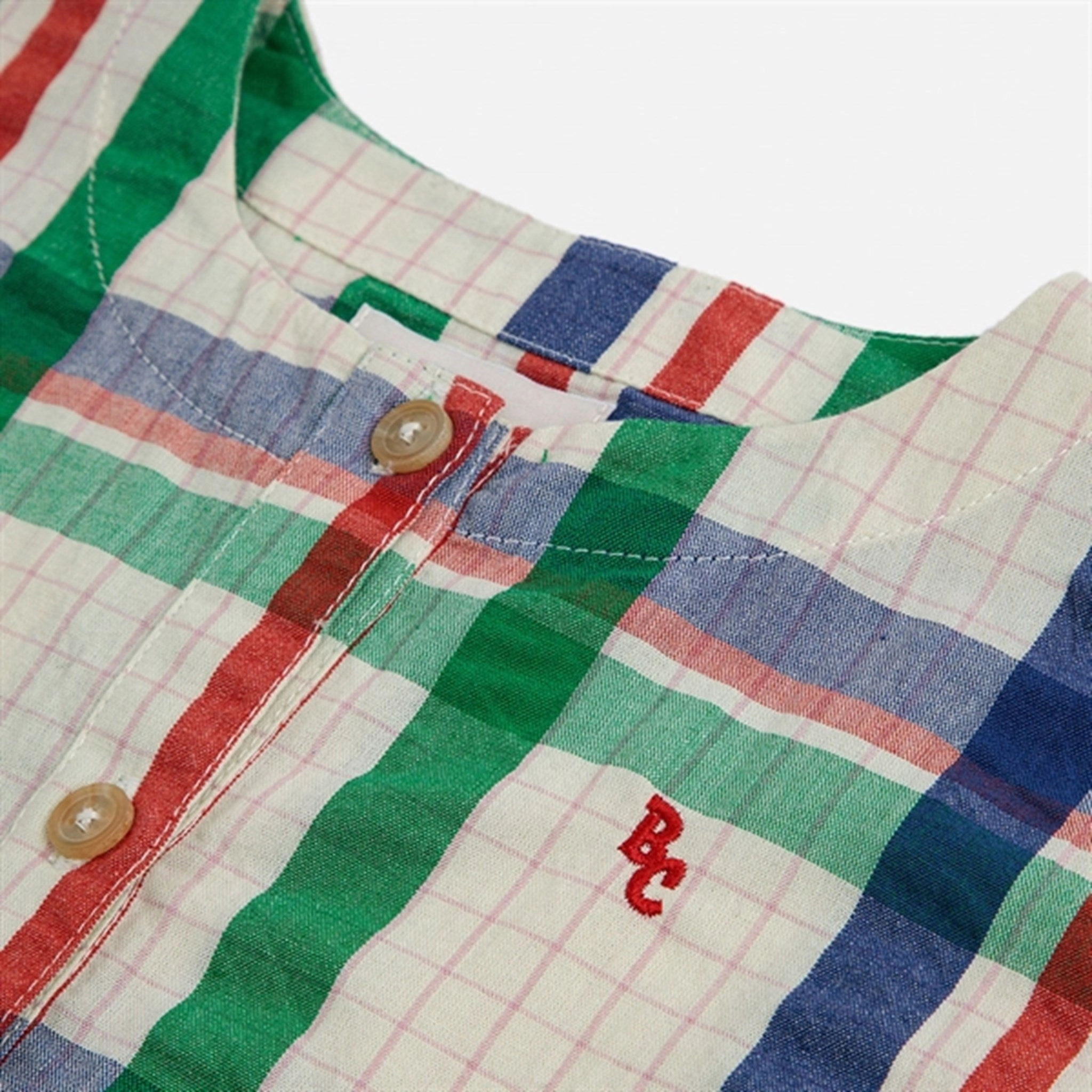 Bobo Choses Baby Madras Checks Woven Overall Short Sleeve Multicolor Breathable Stretch