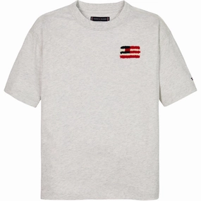 Tommy Hilfiger Snow White Heather Flag Terry Emb T-Shirt High-End Quality