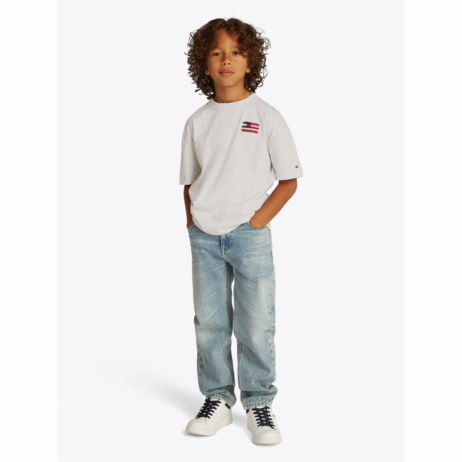 Outdoor Comfort Essential Clothing Tommy Hilfiger Snow White Heather Flag Terry Emb T-Shirt