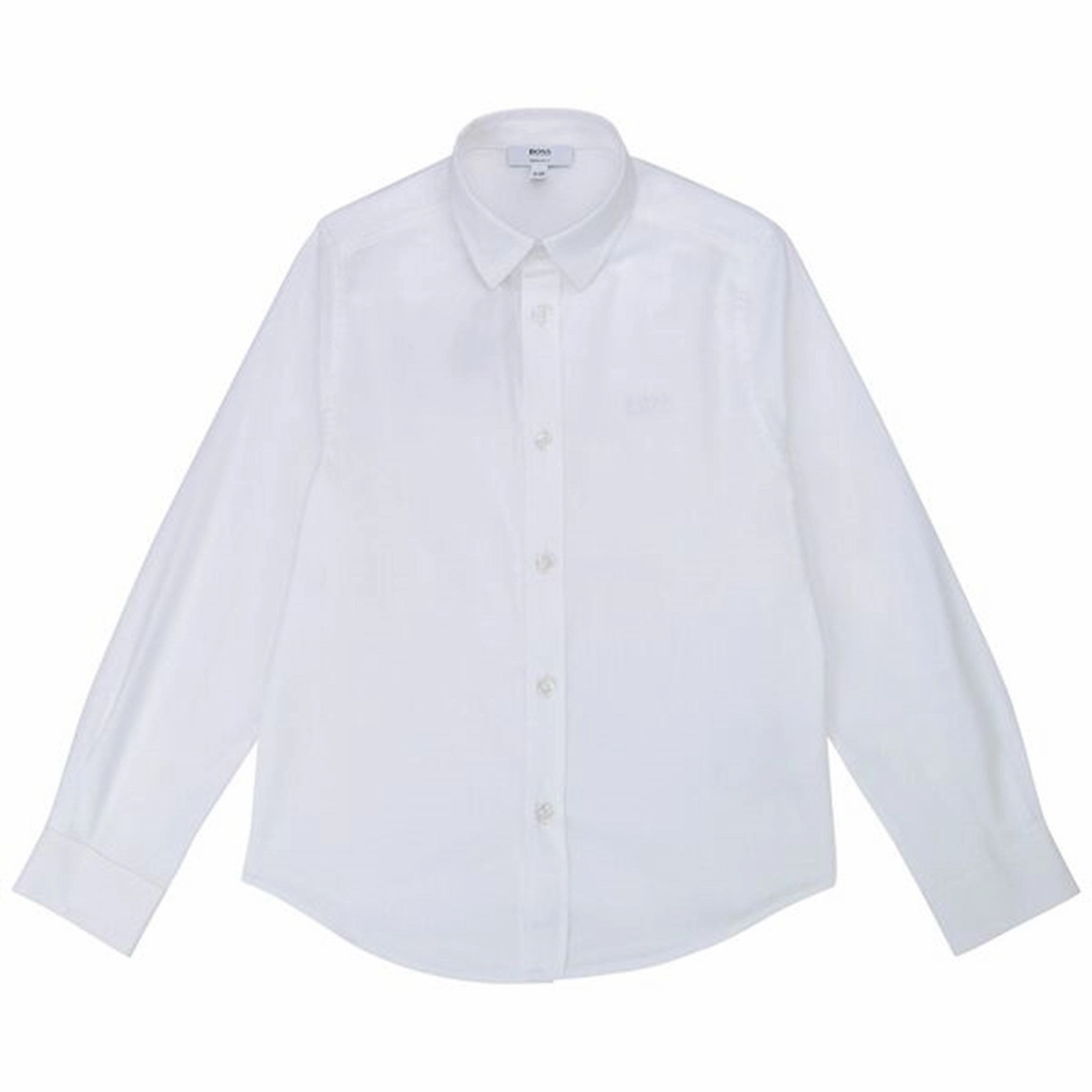 Solid Color Hugo Boss Boy Long Sleeved Shirt White