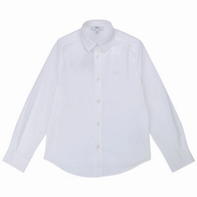 Solid Color Hugo Boss Boy Long Sleeved Shirt White