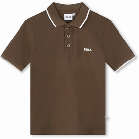 Hugo Boss Brown Polo Short Sleeved Hygroscopic Threads Performance Ready