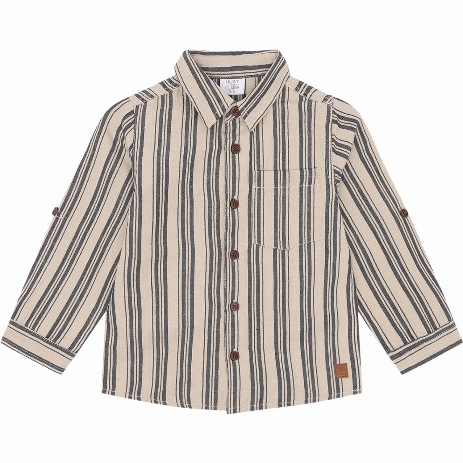 Checkered Print Yoke Design Hust & Claire Blues Rollo Shirt