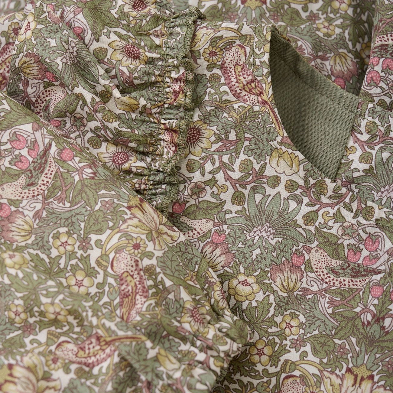 Festive Wear Modern Flow Huttelihut Deep Lichen Green Dress In Liberty Fabric