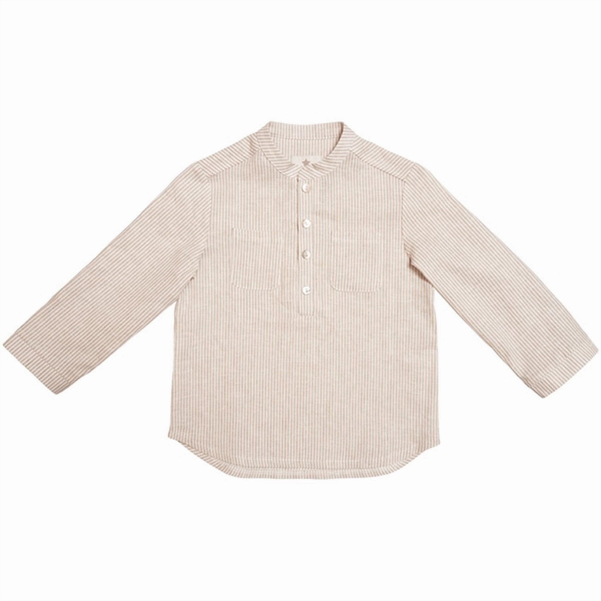 Polished Placket Huttelihut Emil Shirt Big Stripes Camel