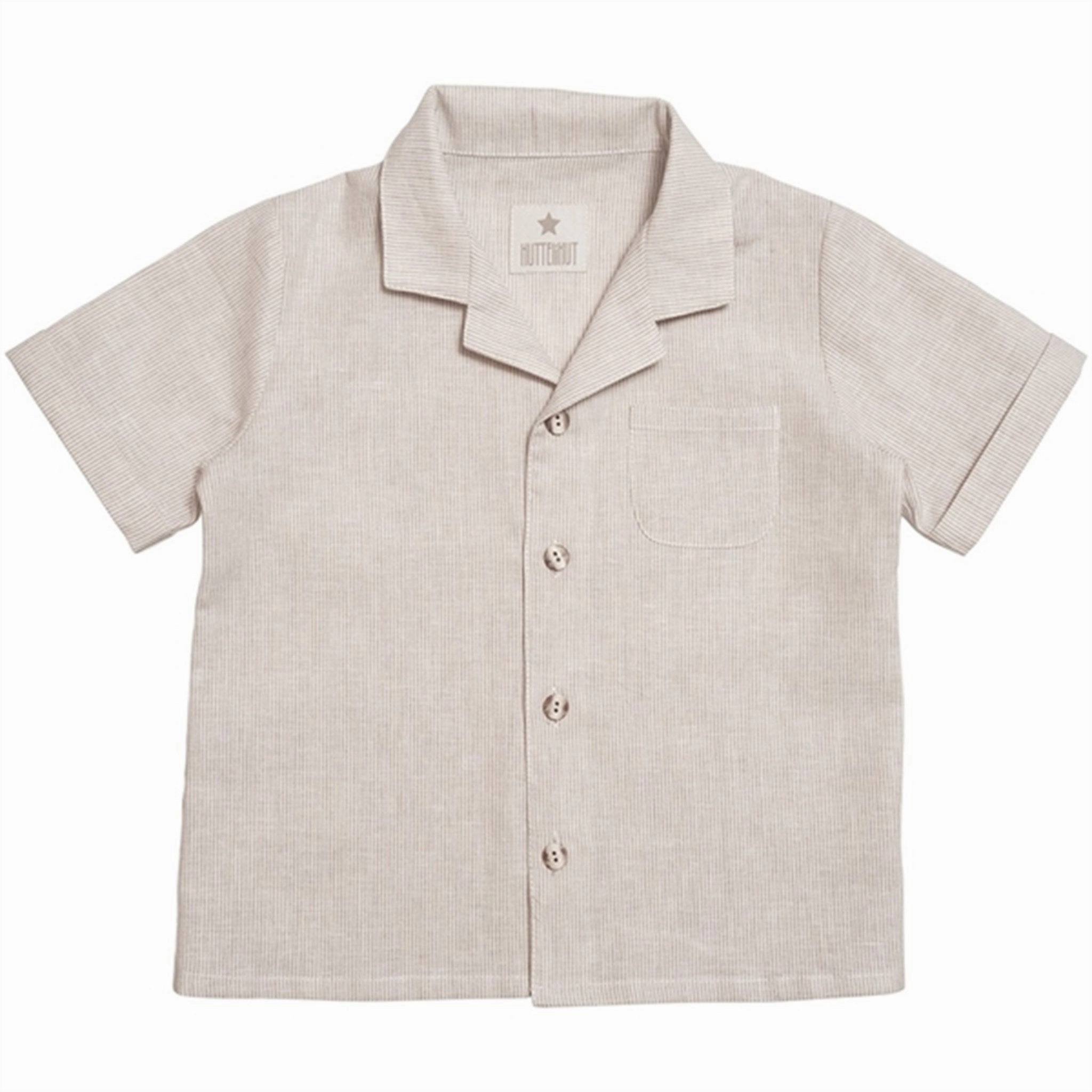Cocktail Party Moisture wicking Huttelihut Summer Shirt Linen Mini Stripes Camel