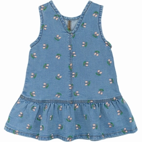 Scoop-Neck Elegant formal piece THE NEW Siblings Light Blue Denim Embroidery Ovia Denim Dress
