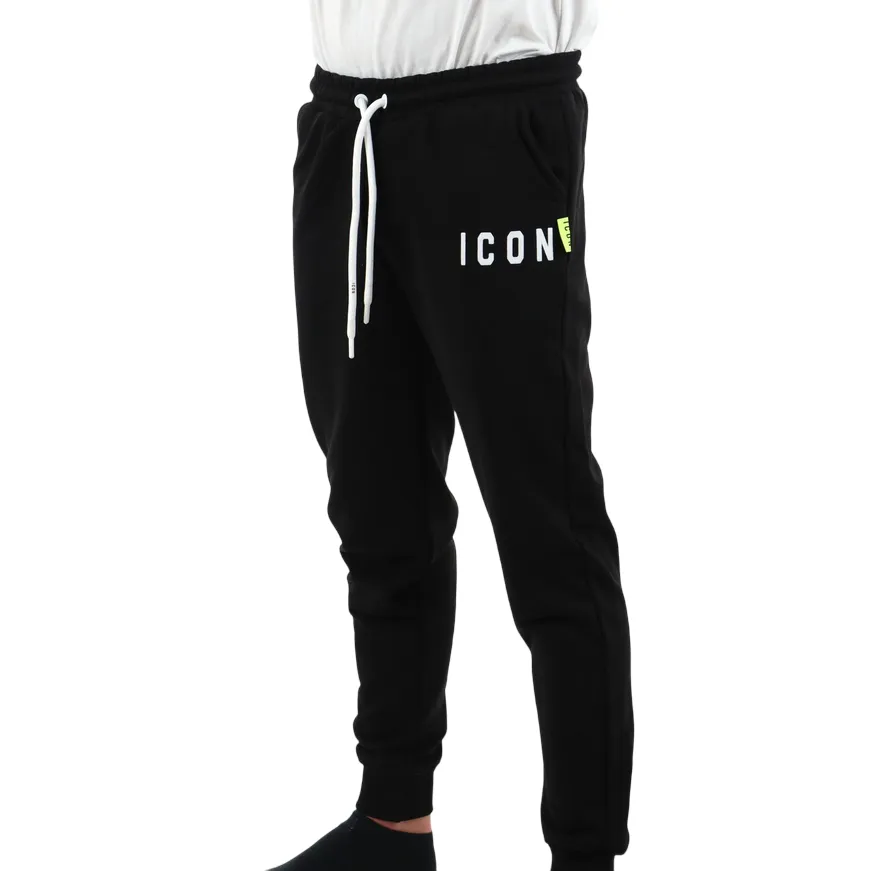 Laser Cut Perforations Icon pantalone sportivo da uomo Jogger con logo piccolo ICUS2S5P006 nero
