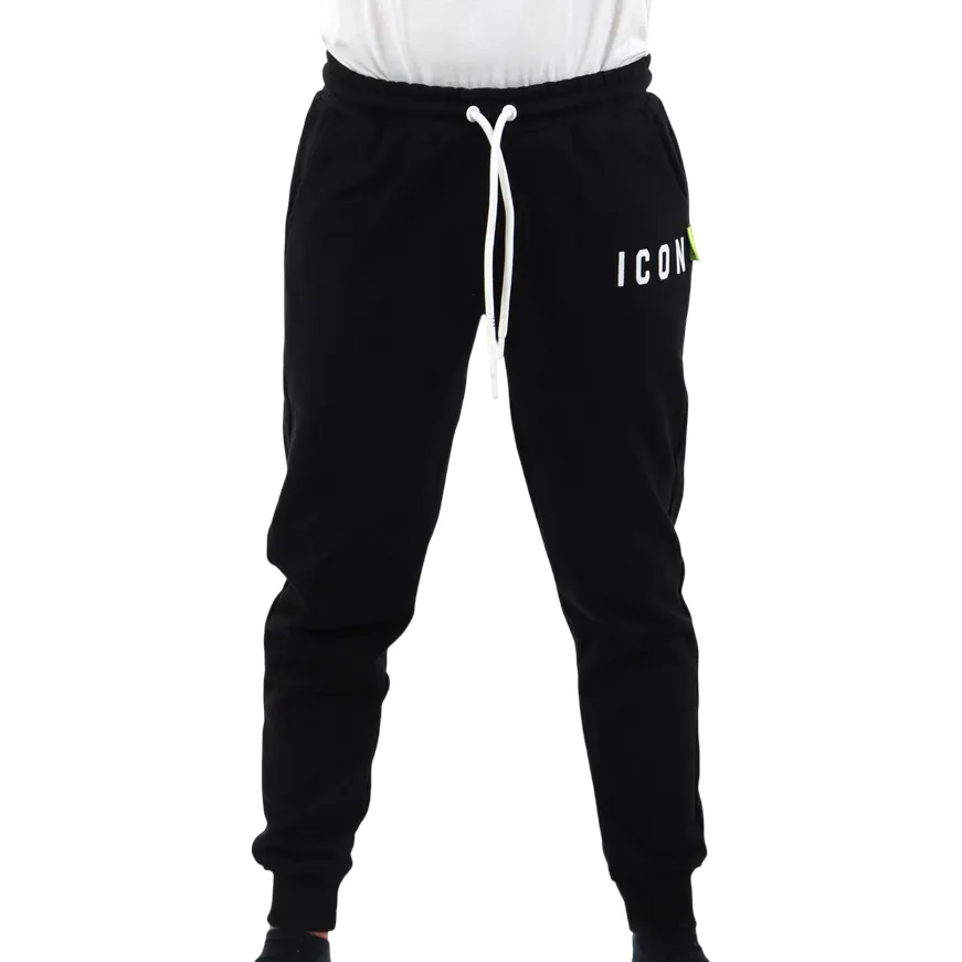Icon pantalone sportivo da uomo Jogger con logo piccolo ICUS2S5P006 nero Elastic waist