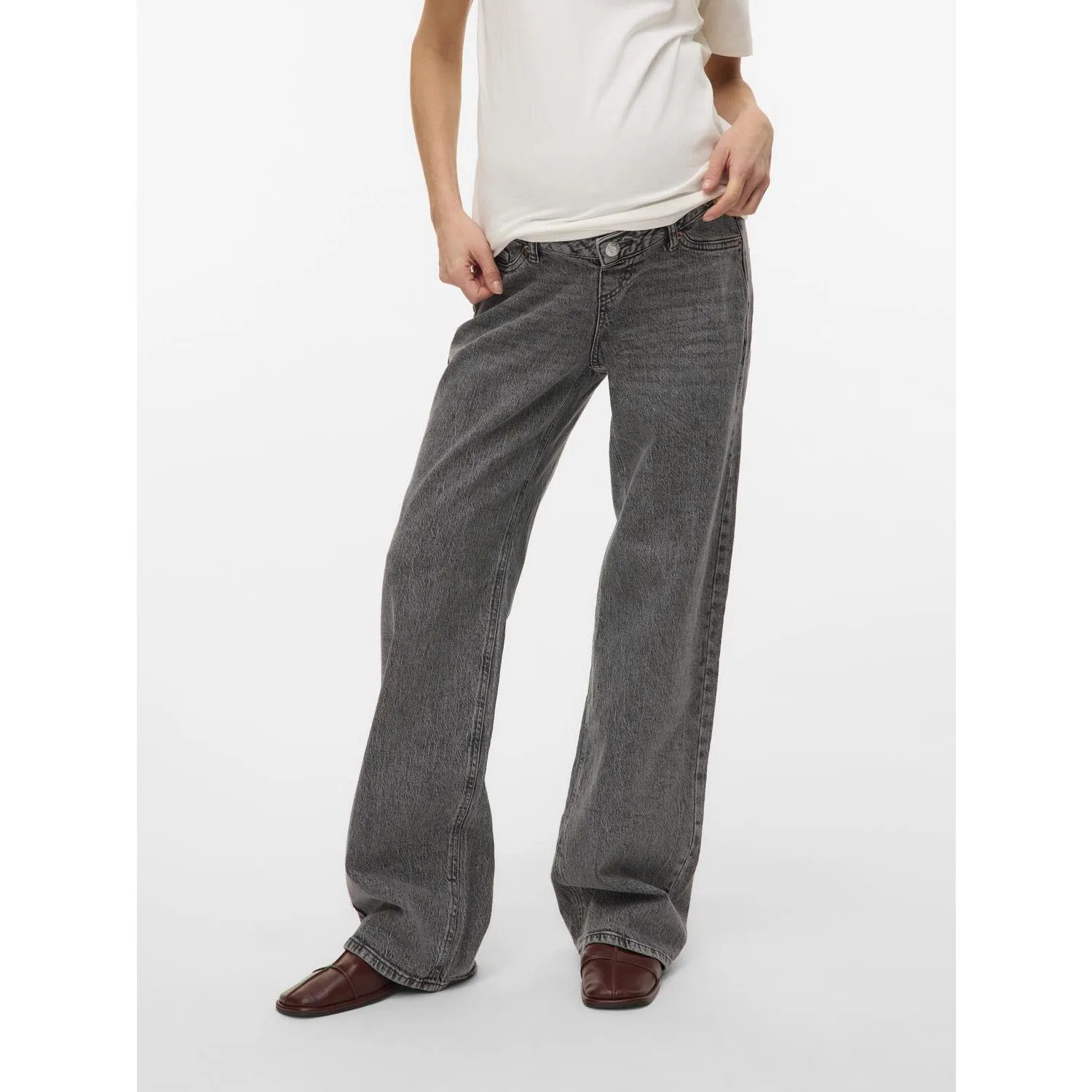Vero Moda Maternity Medium Grey Denim Vmmtessa Wide Jeans Ra206 Ga Noos Durable Athlete Fit Travel Outfit