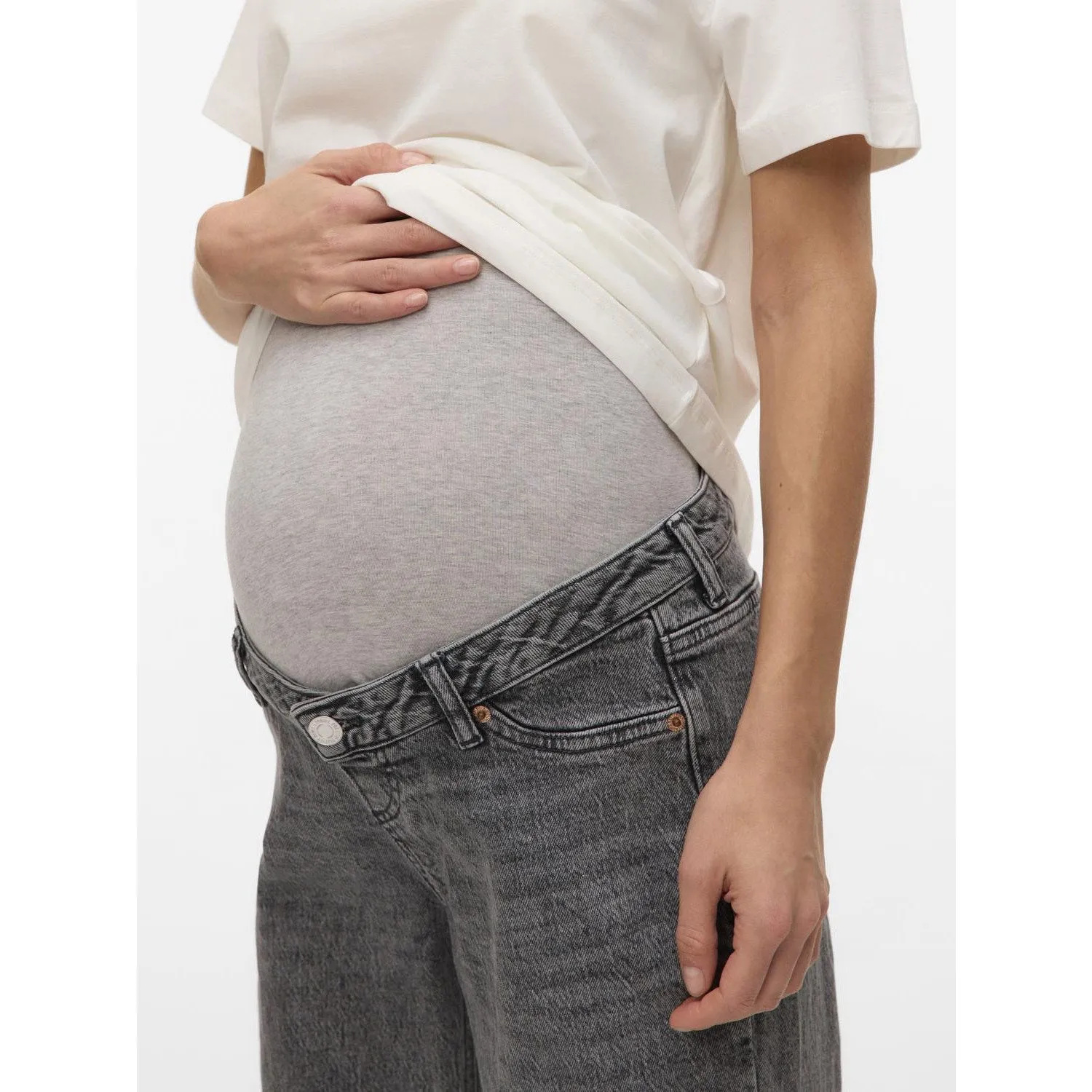 Comfy Wear Mid Rise Structure Vero Moda Maternity Medium Grey Denim Vmmtessa Wide Jeans Ra206 Ga Noos