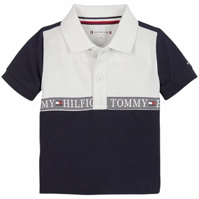 Breathable mesh lining Interlock Cotton Tommy Hilfiger Baby Tape Polo T-shirt Desert Sky