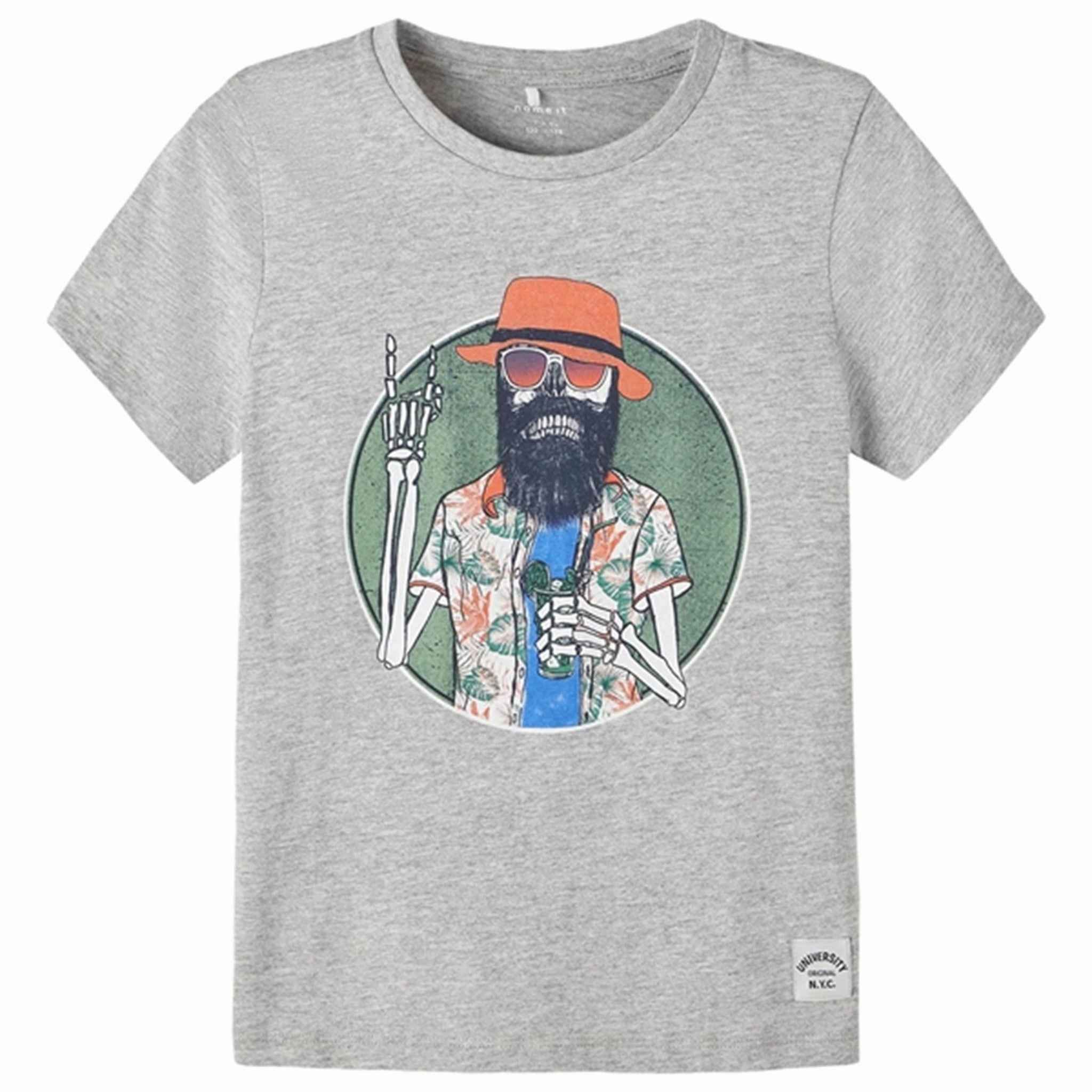 Name it Grey Melange Bruno T-Shirt Embroidered Trendy Tops