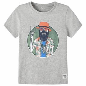 Name it Grey Melange Bruno T-Shirt Embroidered Trendy Tops