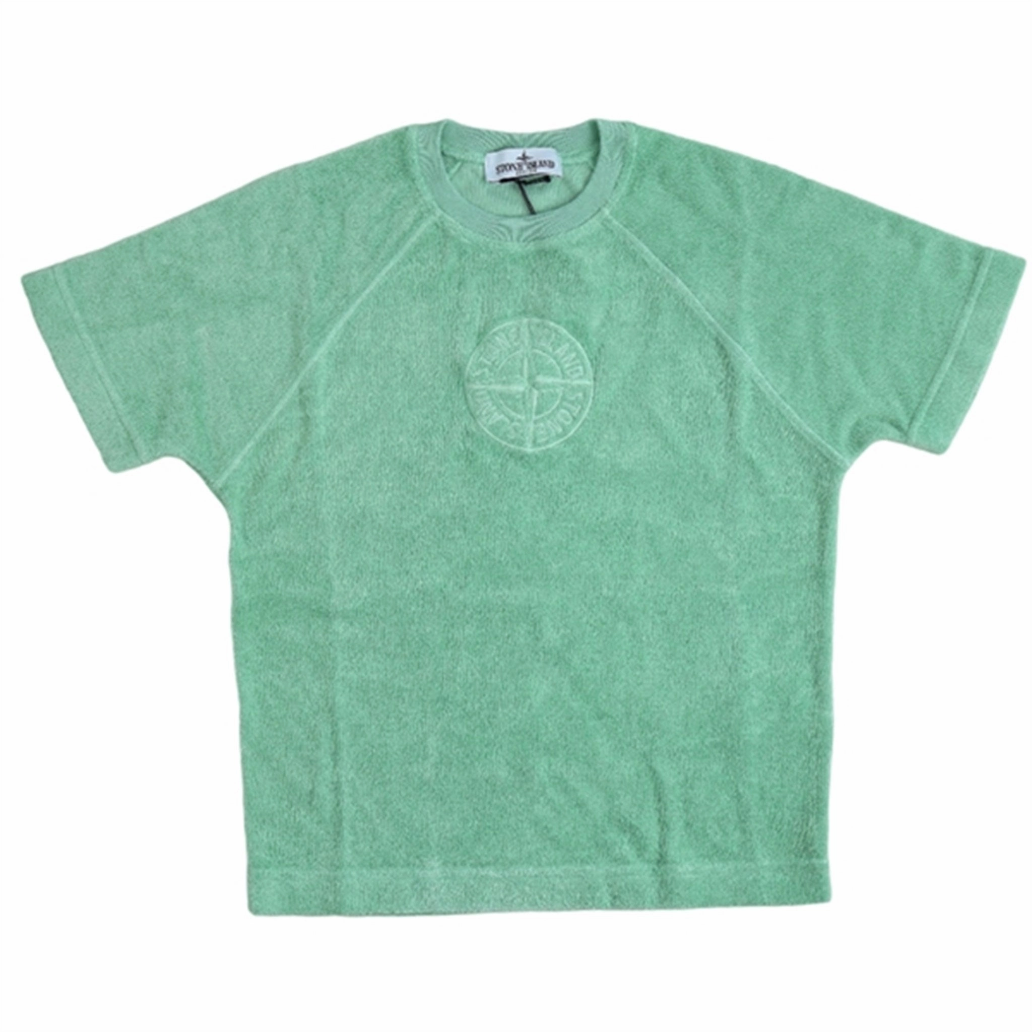 Stone Island Junior Sweatshirt Light Green Soft Cotton Feel Vintage Wash Effect