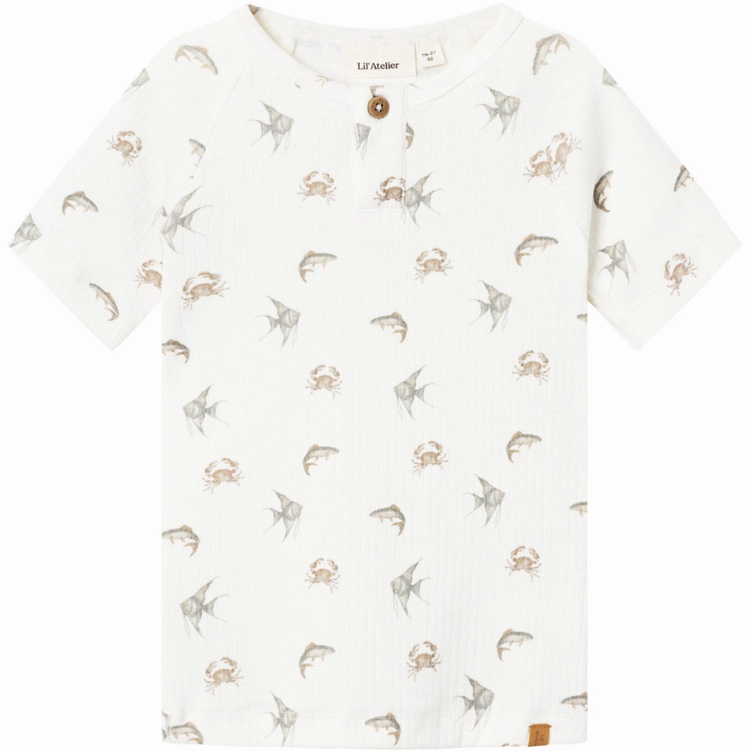 Lil'Atelier Coconut Milk Crab Gio Slim T-shirt thermal Foam Print Detail