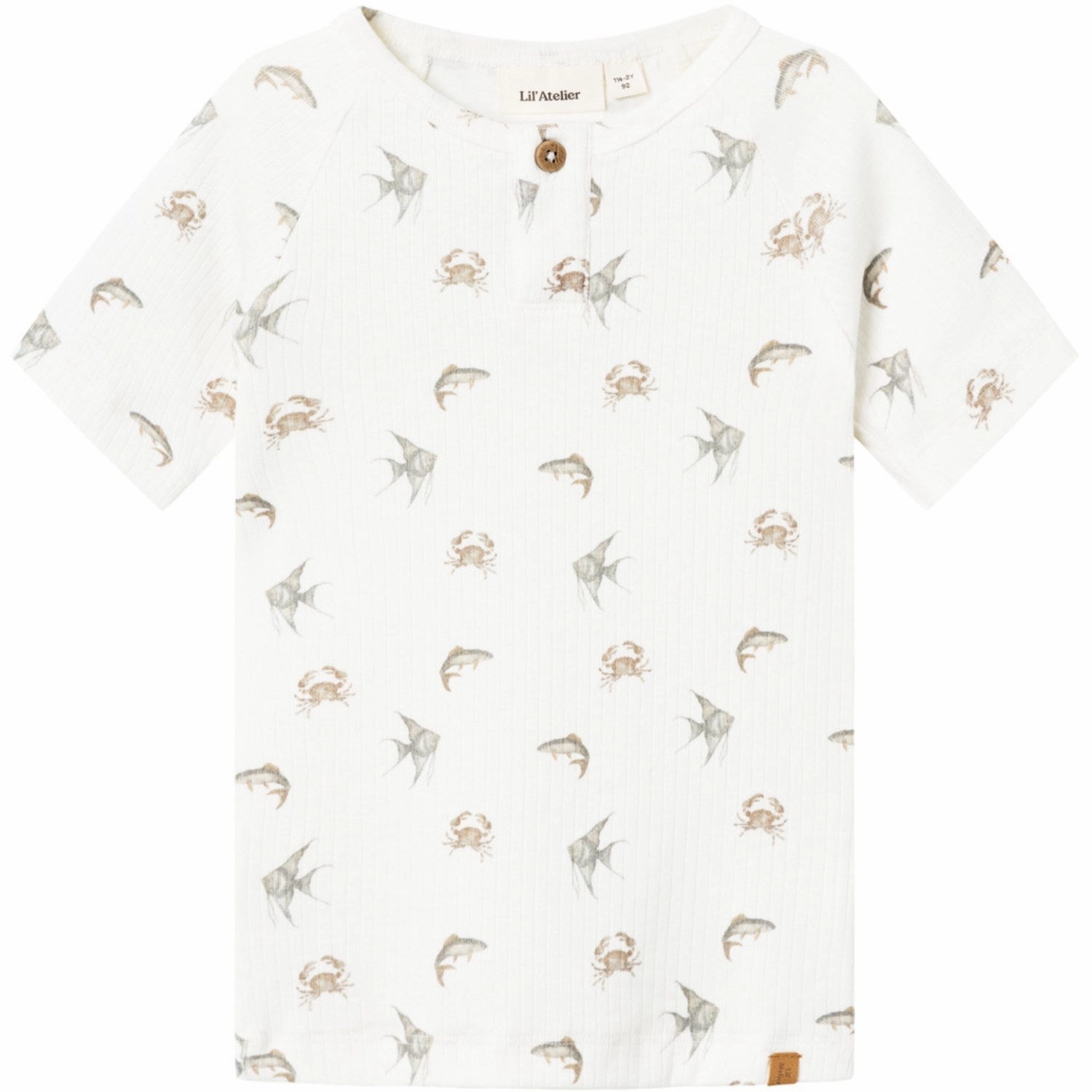 Classic Trend Look Printed uniqueness Lil'Atelier Coconut Milk Crab Gio Slim T-shirt