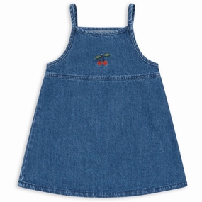 Konges Sl?jd x Luksusbaby Denim Blue Magot Strap Dress GOTS Perfect For Work Natural Layers