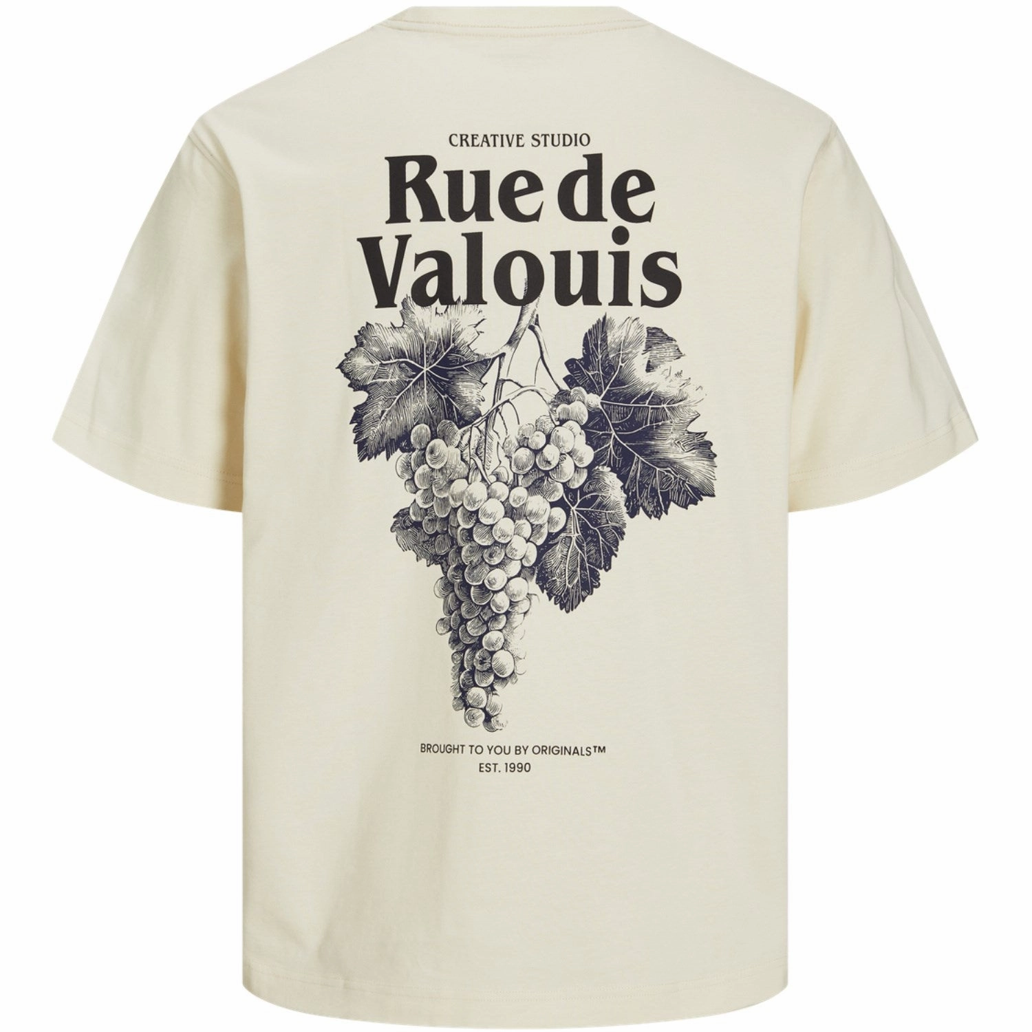 Jack & Jones Junior Antique White Grapes Aros Easter Sketch T-Shirt Crew Neck Soft Texture Cozy Essentials