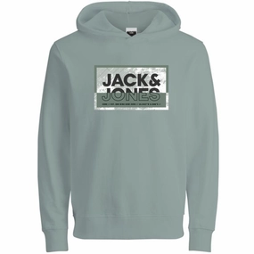 Sailing wear Jack & Jones Junior Aqua Gray Cologan Print Sweat Hoodie