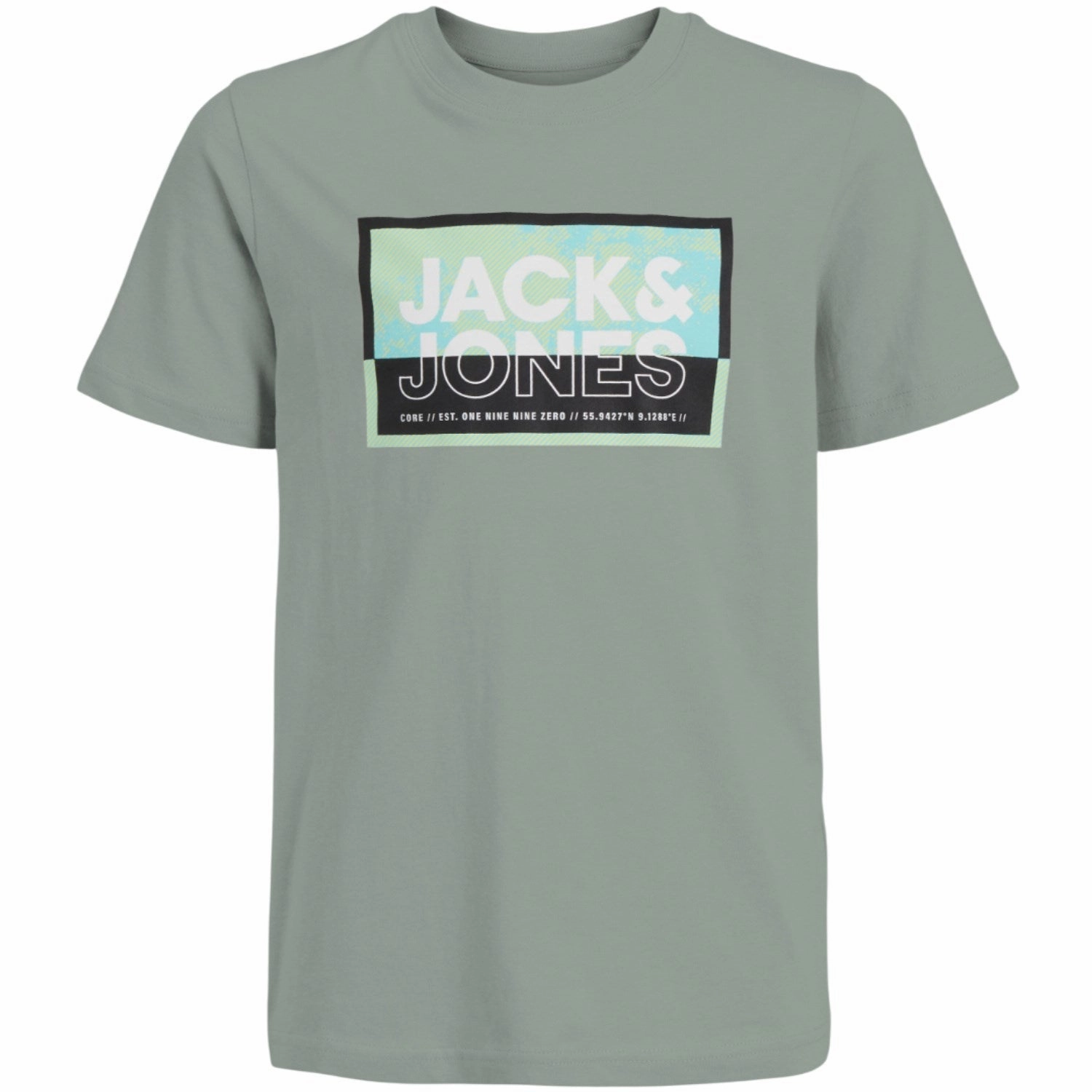 Jack & Jones Junior Aqua Gray Cologan T-Shirt Crew Neck Functional Side Gussets Breathable Layer
