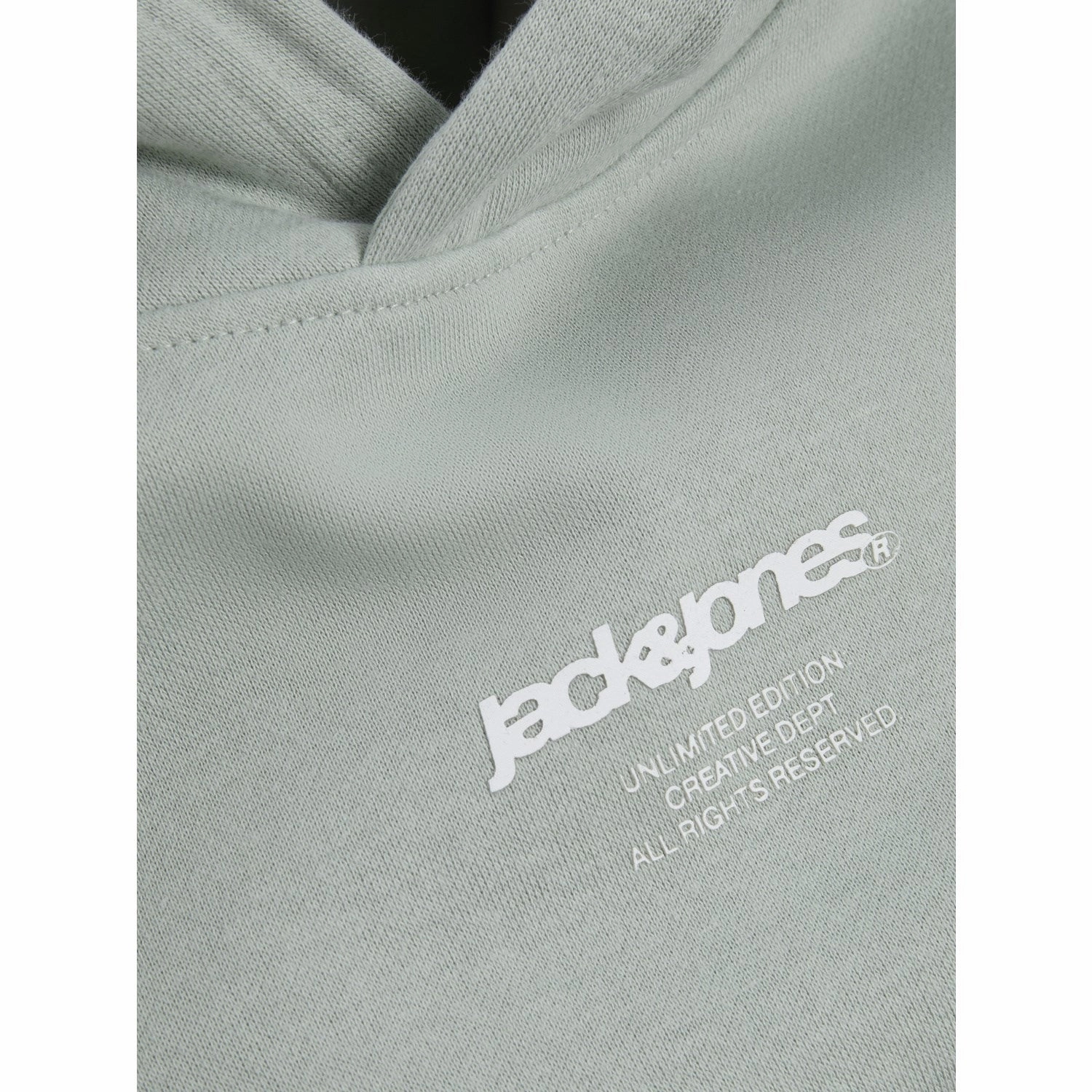 Modern Silhouette Moisture Wicking Finish Jack & Jones Junior Aqua Gray Tarmac Camo Back Print Hoodie