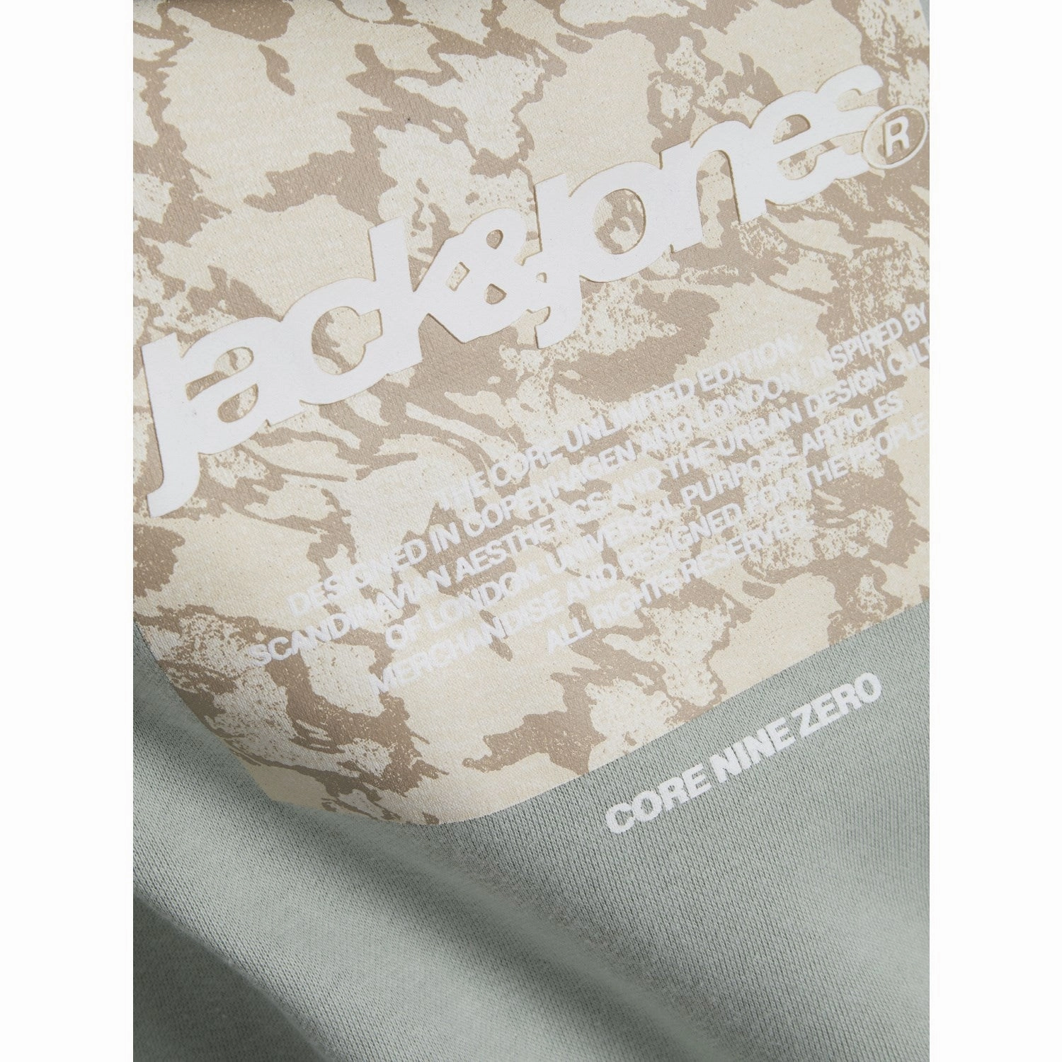 Jack & Jones Junior Aqua Gray Tarmac Camo Back Print Hoodie Lace trim