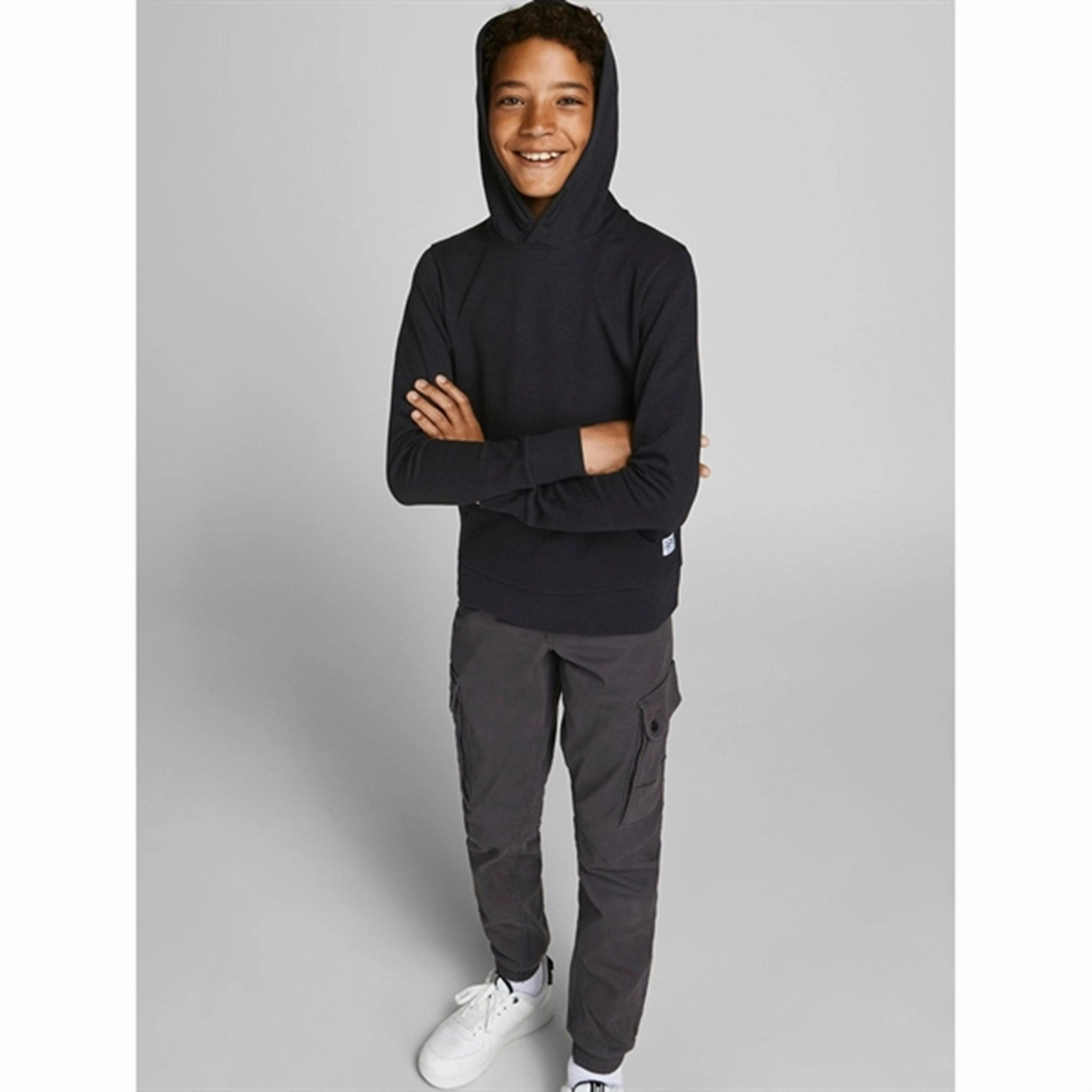 Jack & Jones Junior Black Basic Hoodie Noos Trend Style