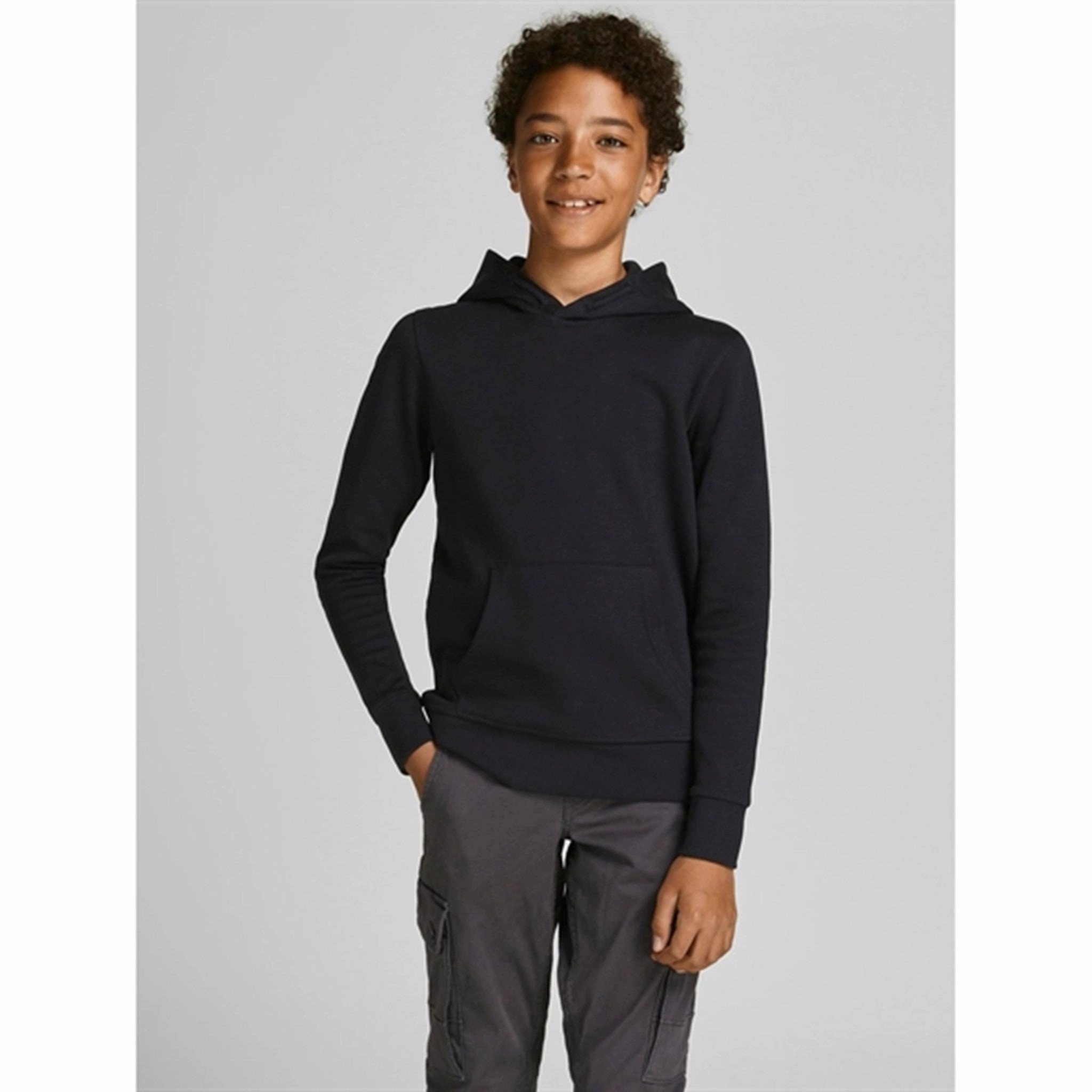 Jack & Jones Junior Black Basic Hoodie Noos Teen Fashion
