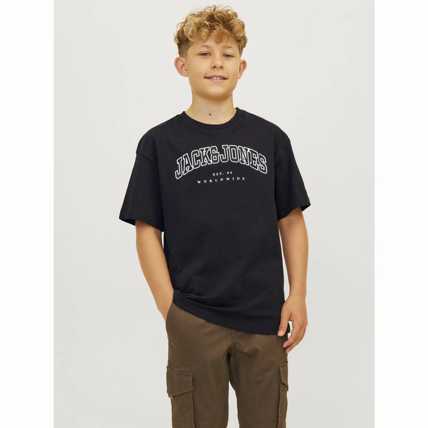 Jack & Jones Junior Black Caleb Varsity T-Shirt O-Neck Noos EcoFriendlyMaterial Ethically Sourced Material