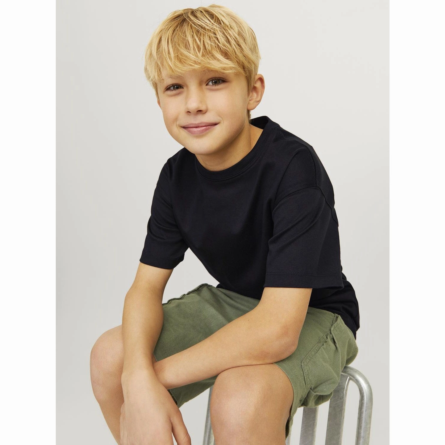 Jack & Jones Junior Black Eurban Edge T-Shirt Noos long sleeved Classic Crew Neck