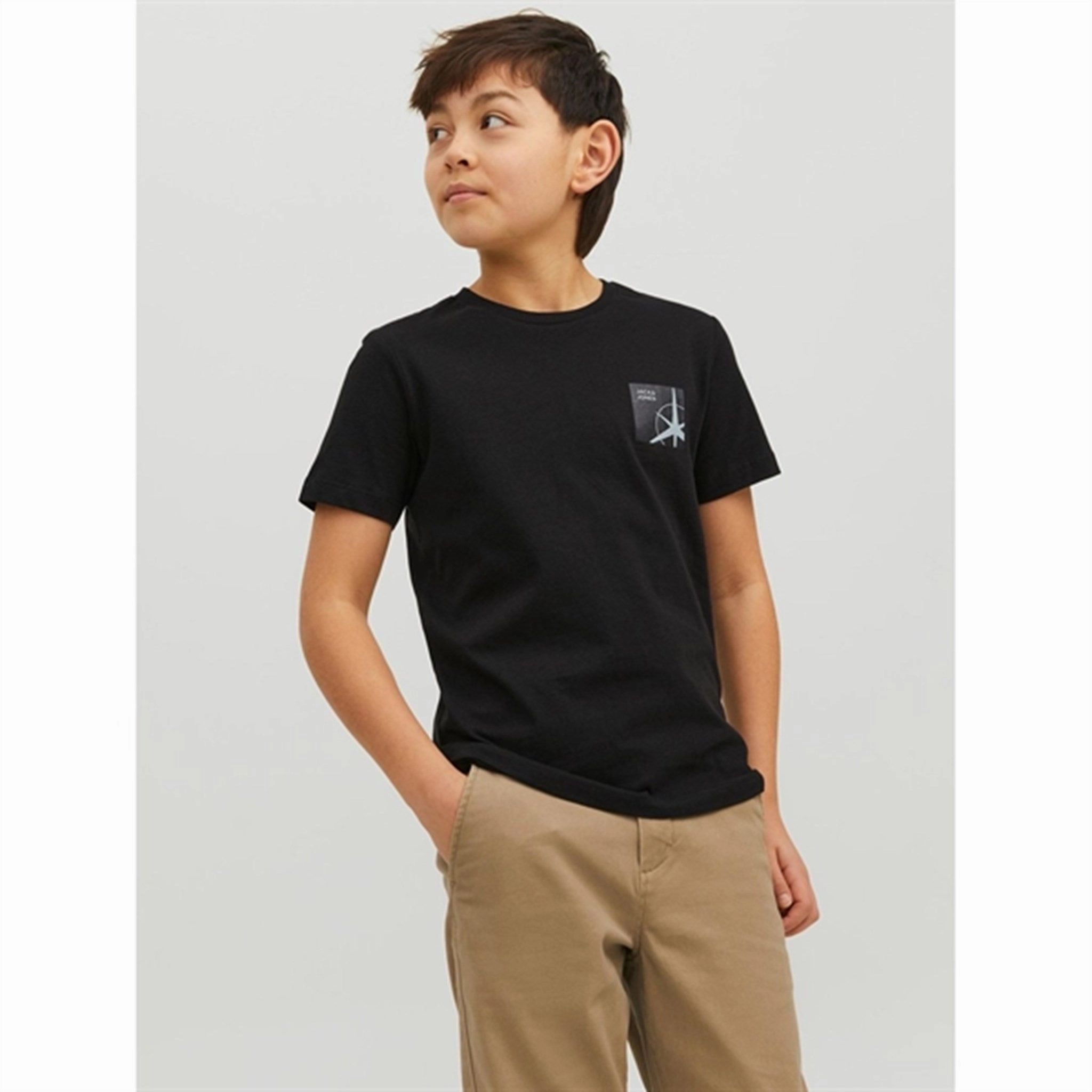 Jack & Jones Junior Black Filo T-Shirt Stylish Casual