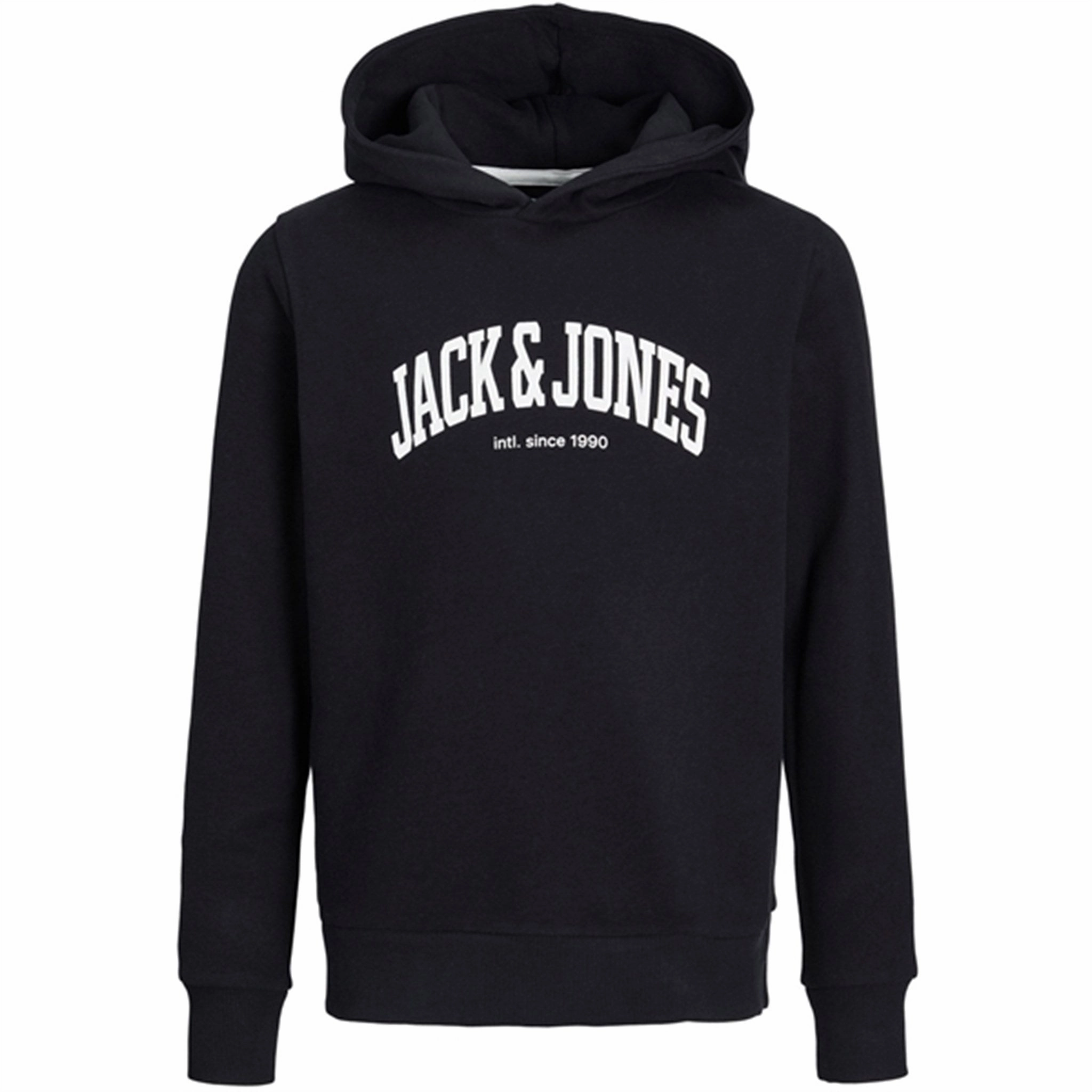 Glossy Look Fleece Lined Interior Jack & Jones Junior Black Josh Sweat Hoodie