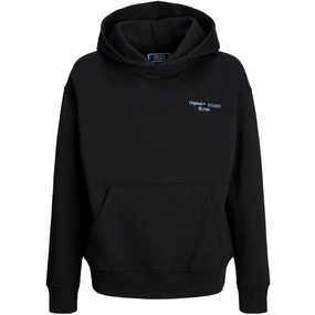 Jack & Jones Junior Black Ornoho Back Graphic Sweat Hoodie Side Slit