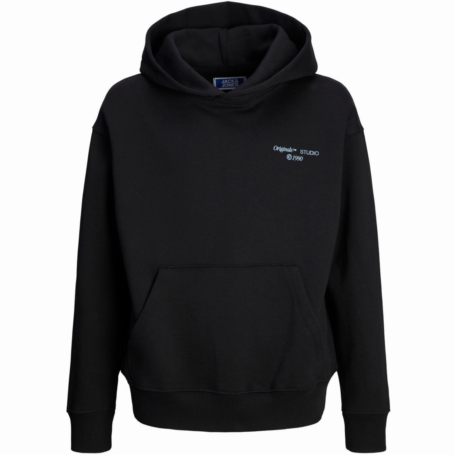 Tassel Details Jack & Jones Junior Black Ornoho Back Graphic Sweat Hoodie