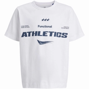 Jack & Jones Junior Bright White Jcosignal Graphic Tee Ss Crew Neck Jnr Relaxed and Comfy