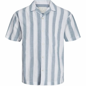 Year-Round Favorite Jack & Jones Junior Captains Blue Summer Stripe Resort Shirt