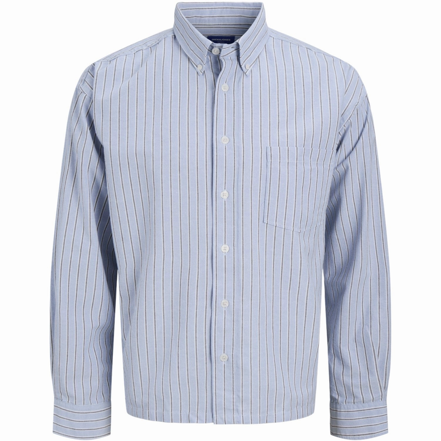 Spring Break Eco Friendly Dye Jack & Jones Junior Cashmere Blue Stripes Theo Boxy Oxford Shirt