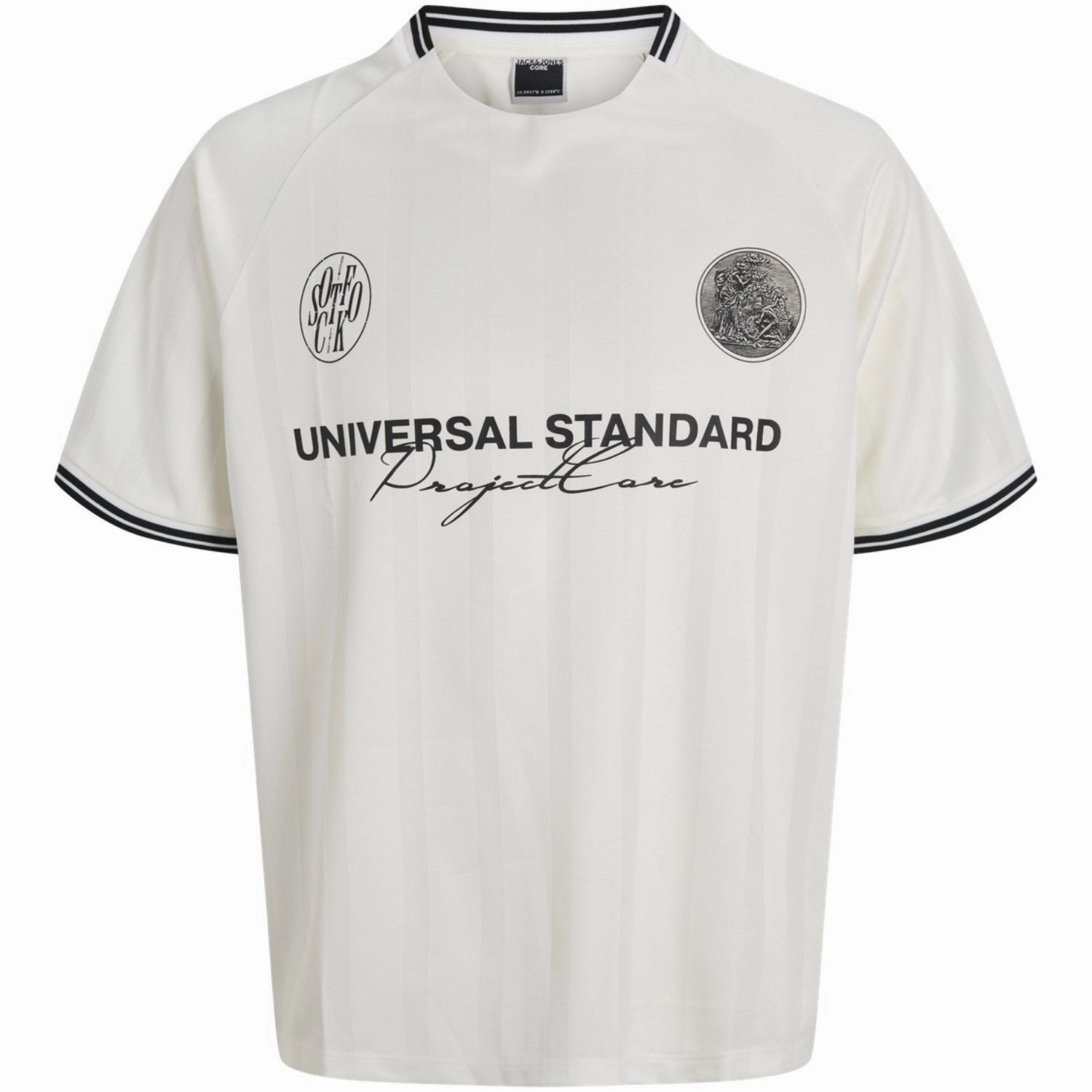 Jack & Jones Junior Cloud Dancer Jcocover Retro Football Tee Ss Jnr Multi Directional Stretch Chic Design