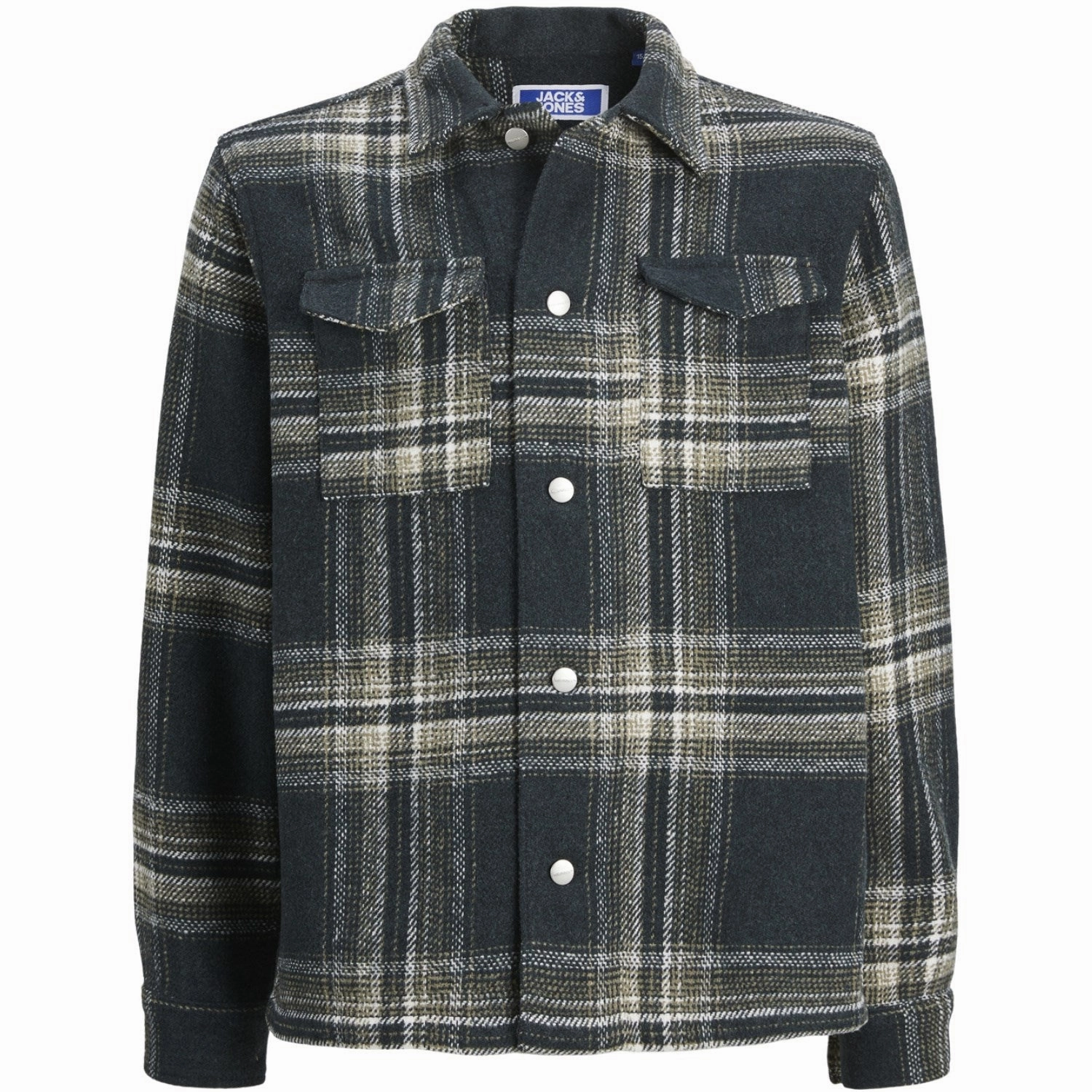 Asymmetrical Cut Customizable Design Jack & Jones Junior Forest River Jorvesterbro Check Overshirt