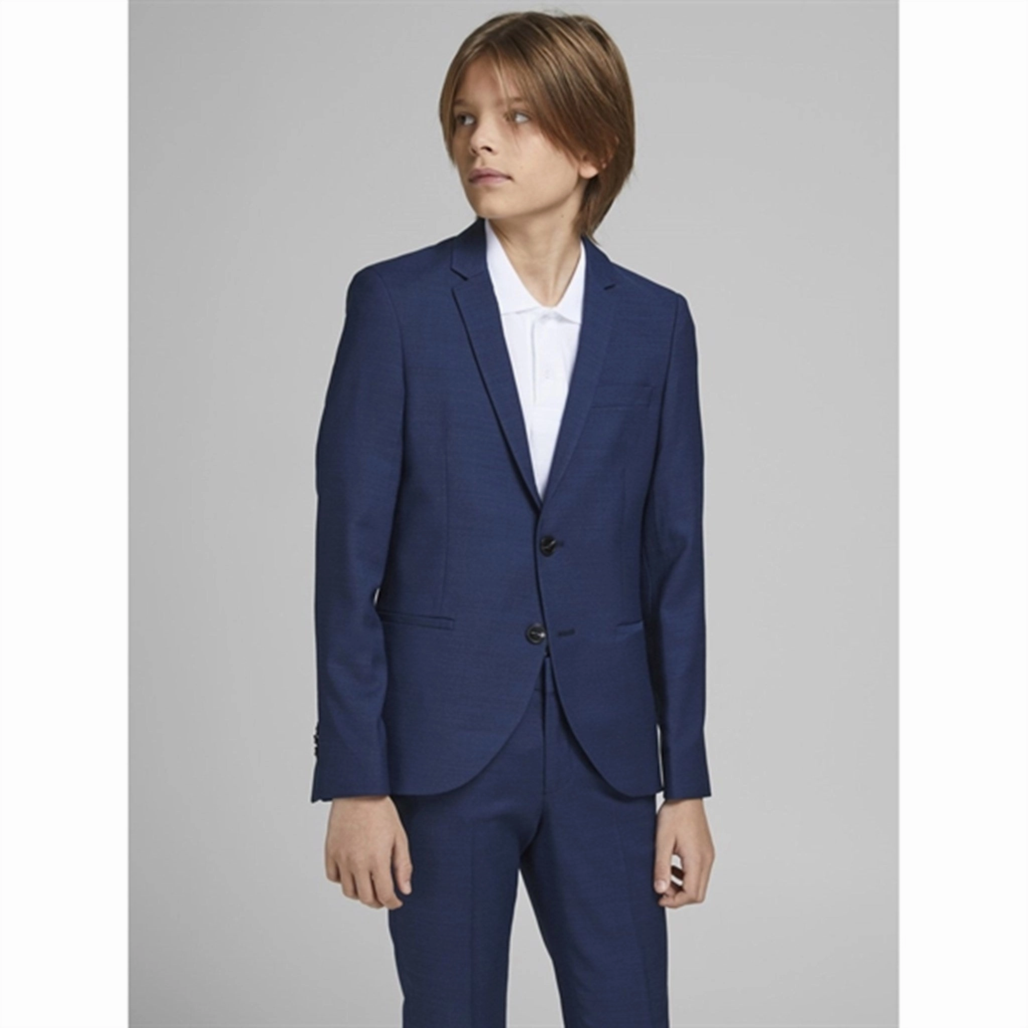 Jack & Jones Junior Medieval Blue Solaris Blazer Noos Convertible Cuff Mechanism Stylish Appearance