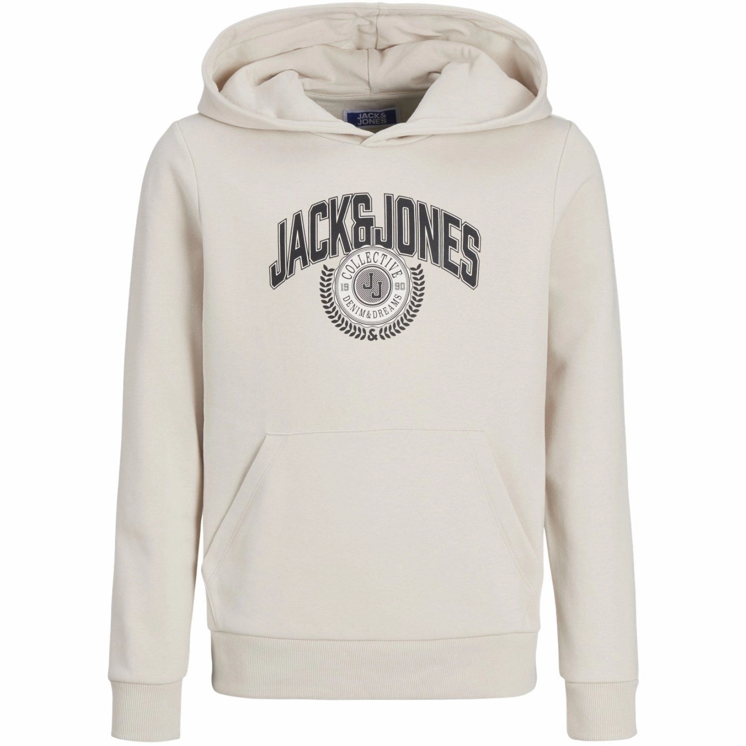 Jack & Jones Junior Moonbeam Kam Varsity Branding Sweat Hoodie Low Impact Processing Minimalist Wardrobe