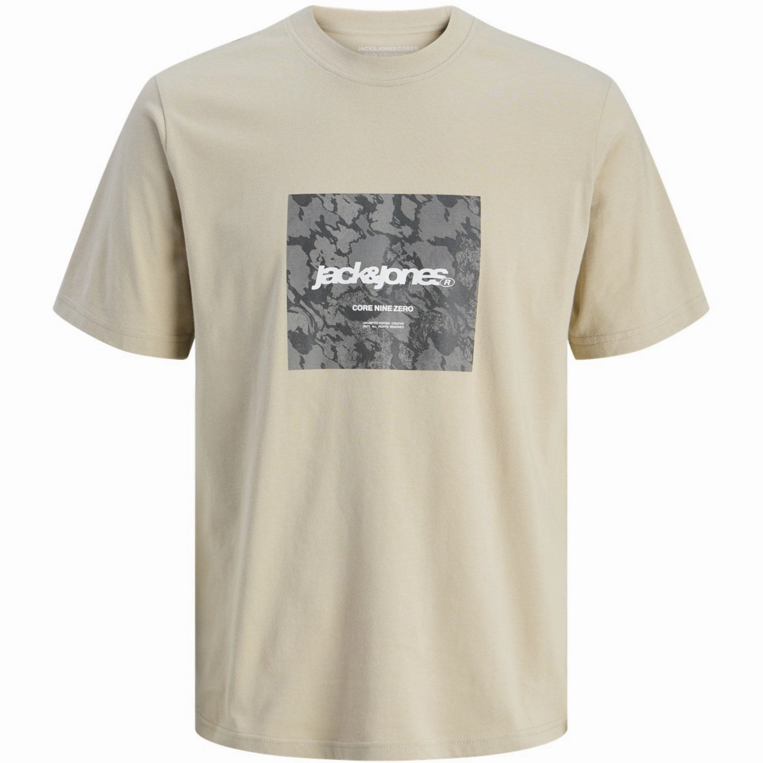 Travel Style vacation wear Jack & Jones Junior Pure Cashmere Tarmac Camo Front T-Shirt Crew Neck