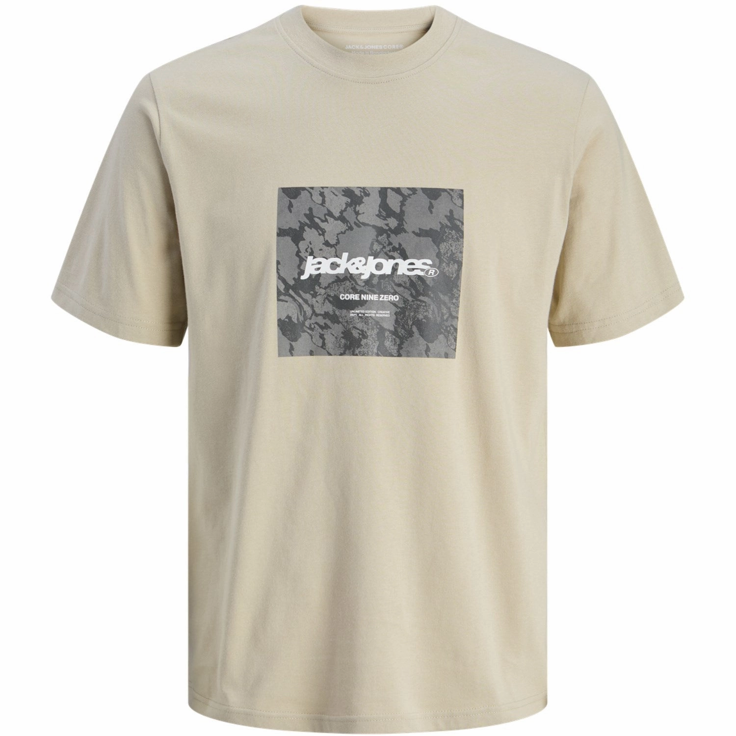 Essential Casual Everyday Top Jack & Jones Junior Pure Cashmere Tarmac Camo Front T-Shirt Crew Neck