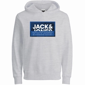 Jack & Jones Junior White Melange Cologan Print Sweat Hoodie Moisture Wicking Technology library outfit