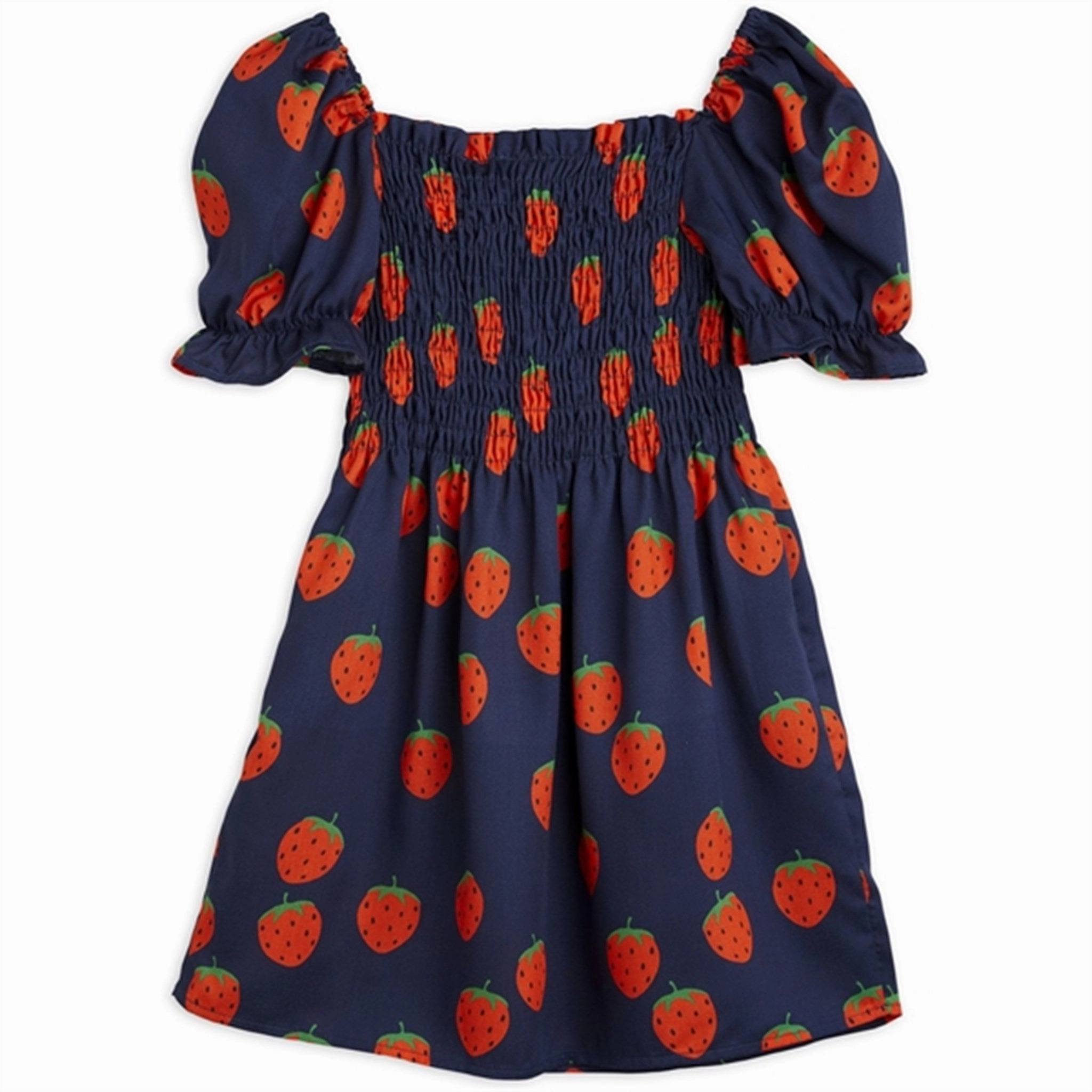Mini Rodini Strawberries Aop Woven Ss Dress Blue Special-Edition