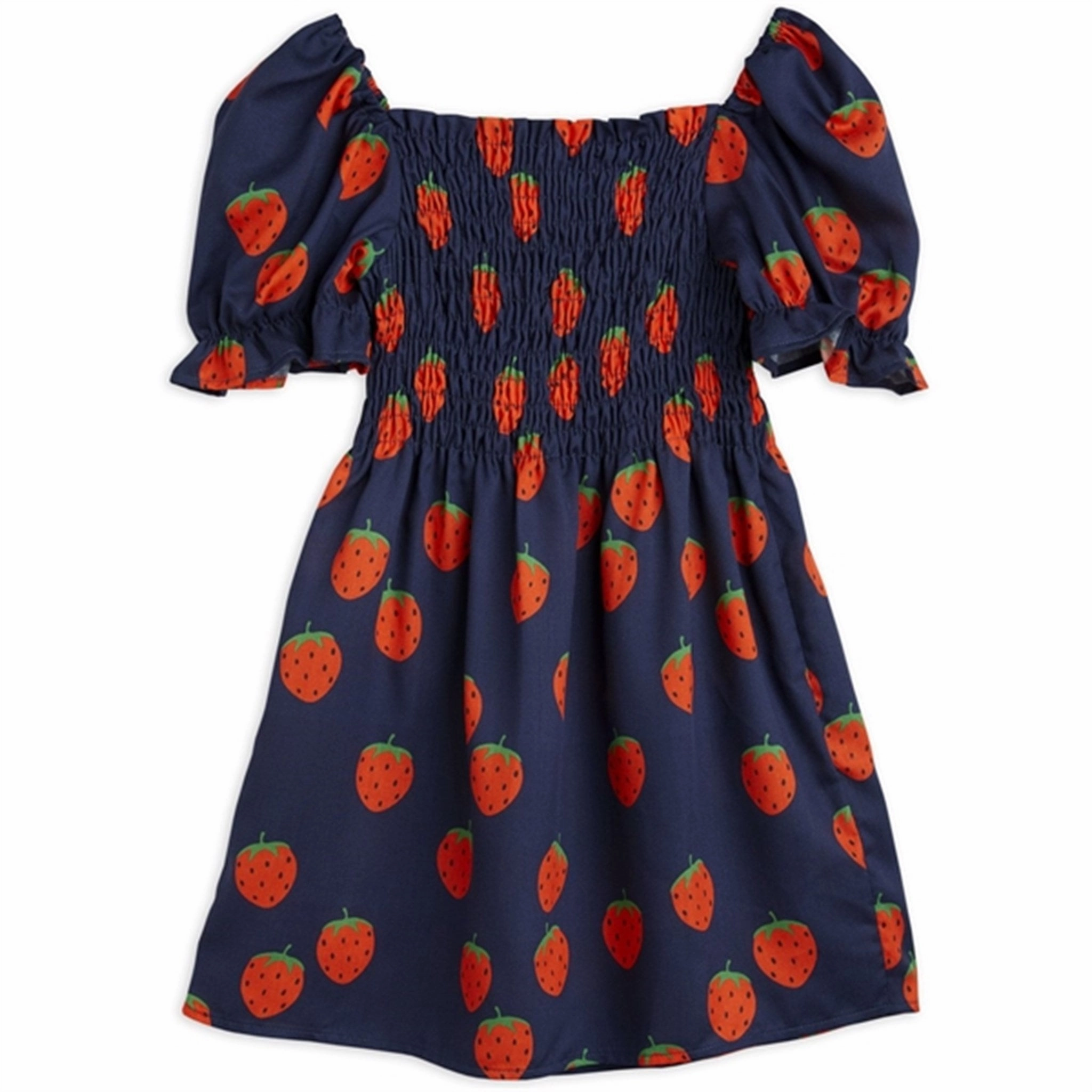 Mini Rodini Strawberries Aop Woven Ss Dress Blue Daily Wear