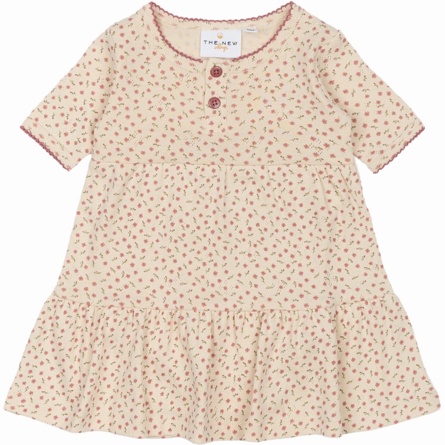 Bishop-Sleeve Gentle Drape THE NEW Siblings White Swan AOP Odette Pointelle Bodydress