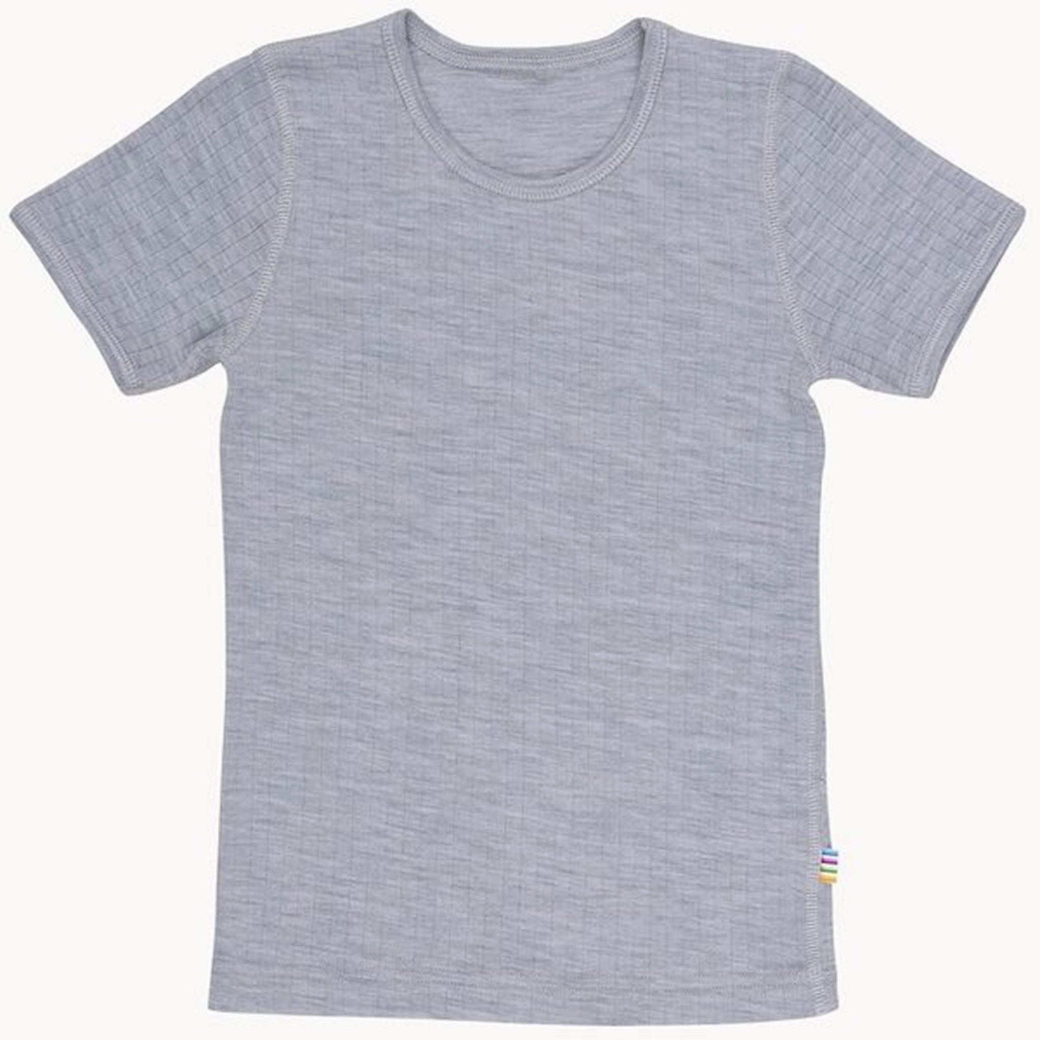 Joha T-shirt Wool Grey Melange Reinforced Collar