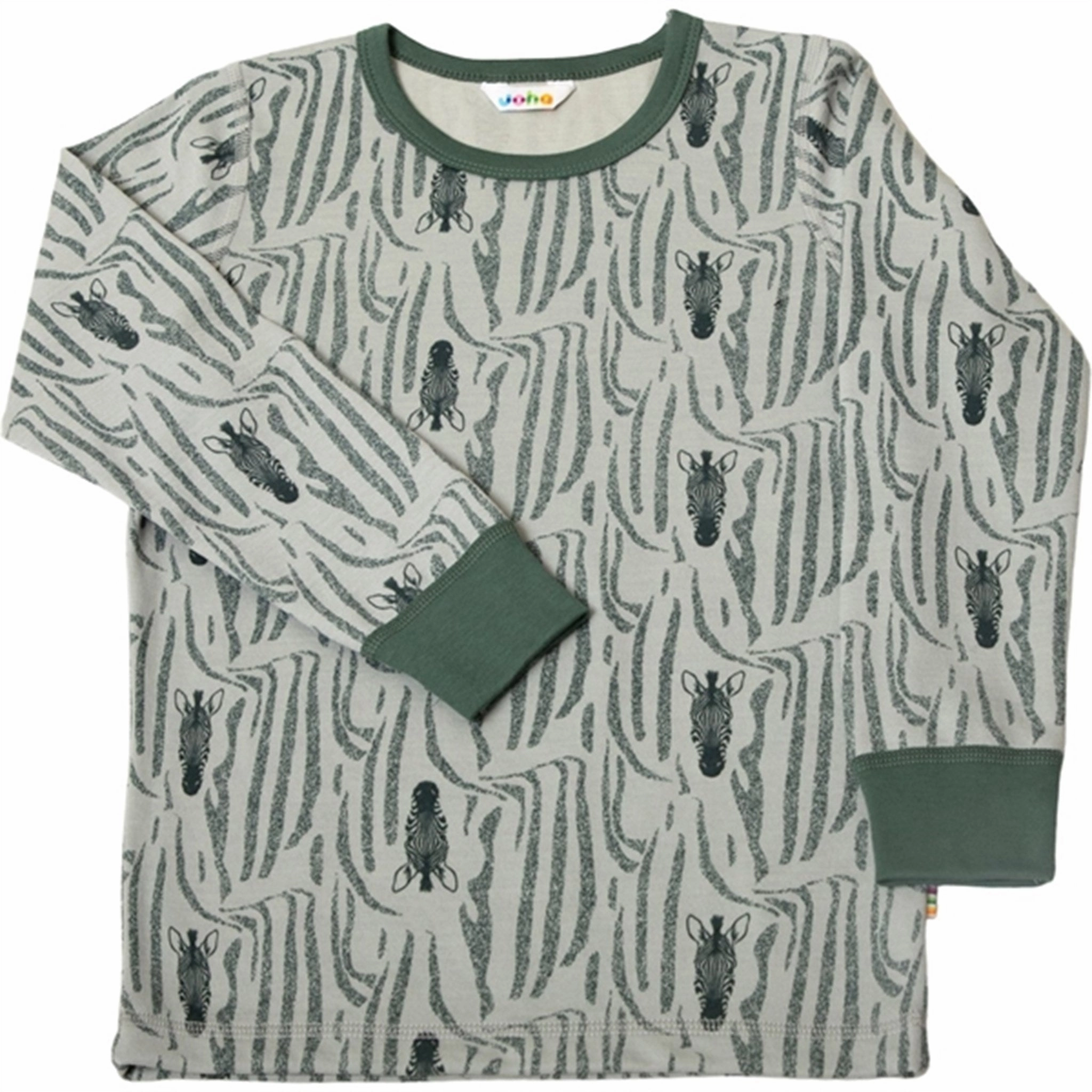 Joha Wool/Cotton Green AOP Blouse Artistic Design